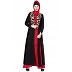 Double layered embroidery abaya- Black-Red  Double layered embroidery abaya- Black-Red